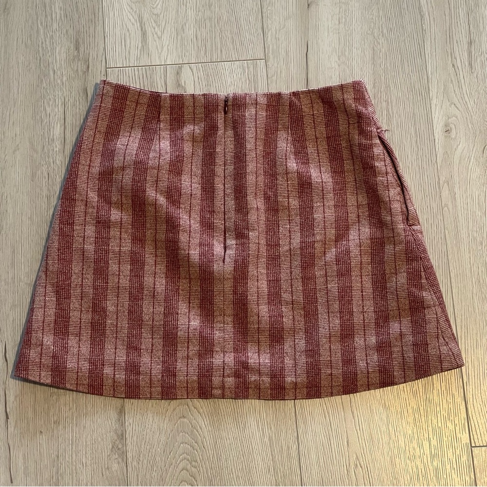 Aritzia Wilfred New Classic Mini Skirt- Red Plaid Wool and Cashmere Mini Skirt - Picture 7 of 8